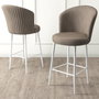 Hanah Home Juego de Taburetes de Bar Cappuccino y Blanco, Asiento 70cm, Metal y Tela Babyface